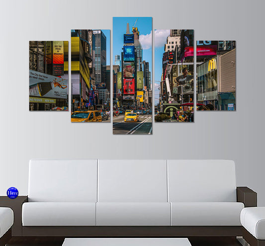 Times Square NYC New York 5 Panel Canvas Print Wall Art - GotItHere.com