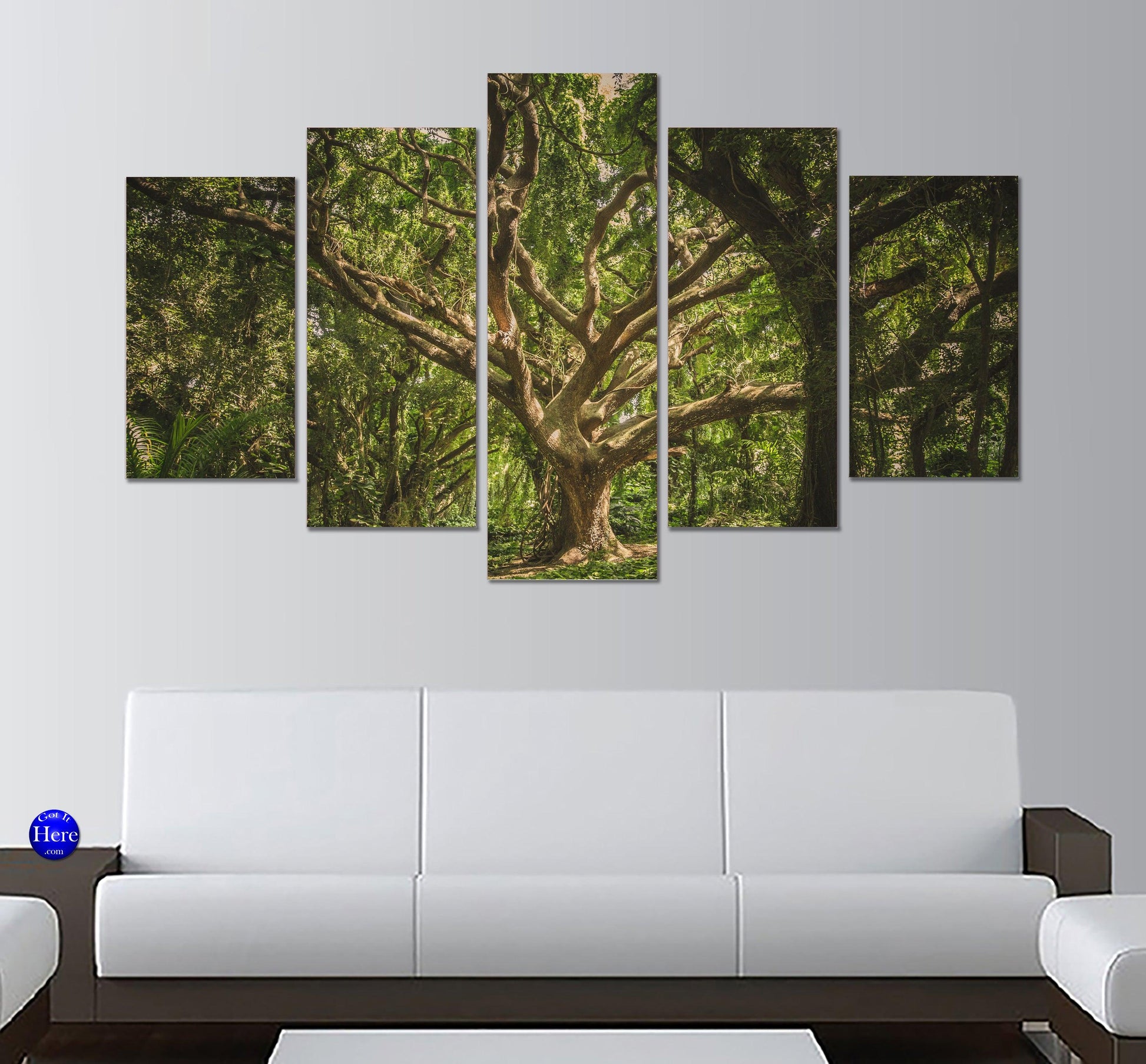 Tree Of Life In Old Growth Forest 5 Panel Canvas Print Wall Art - GotItHere.com