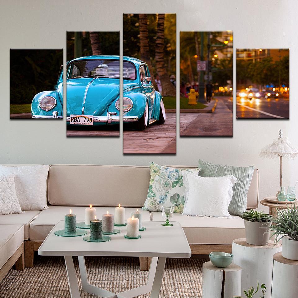 Volkswagen VW Beetle Lowrider 5 Panel Canvas Print Wall Art - GotItHere.com