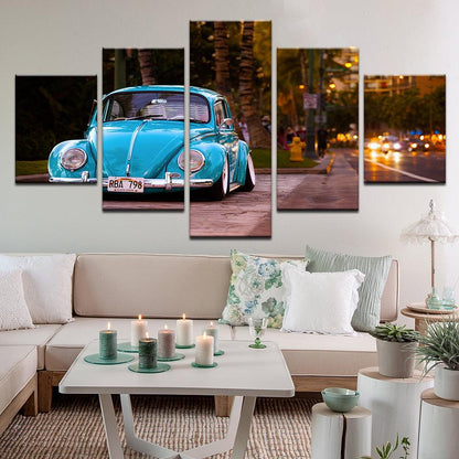 Volkswagen VW Beetle Lowrider 5 Panel Canvas Print Wall Art - GotItHere.com