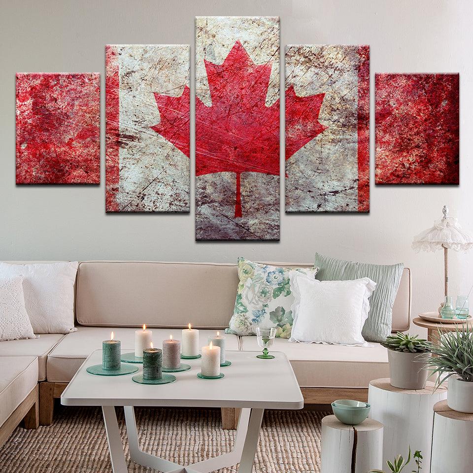 Canada Canadian Flag 5 Panel Canvas Print Wall Art - GotItHere.com