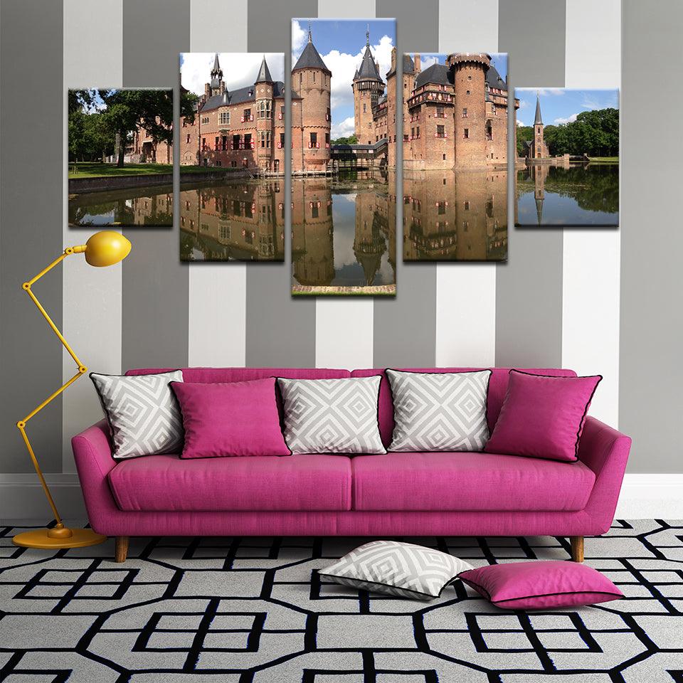 De Haar Castle Utrecht Netherlands 5 Panel Canvas Print Wall Art - GotItHere.com