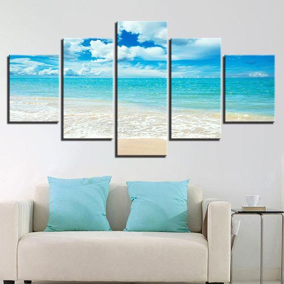 .Perfect White Sand Beach, The 5 Panel Canvas Print Wall Art Caribbean Bahamas - GotItHere.com