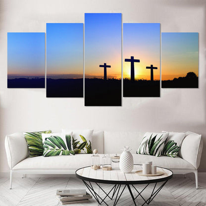 Crosses At Dawn 5 Panel Canvas Print Wall Art - GotItHere.com
