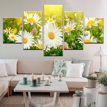 Daisies 5 Panel Canvas Print Wall Art - GotItHere.com