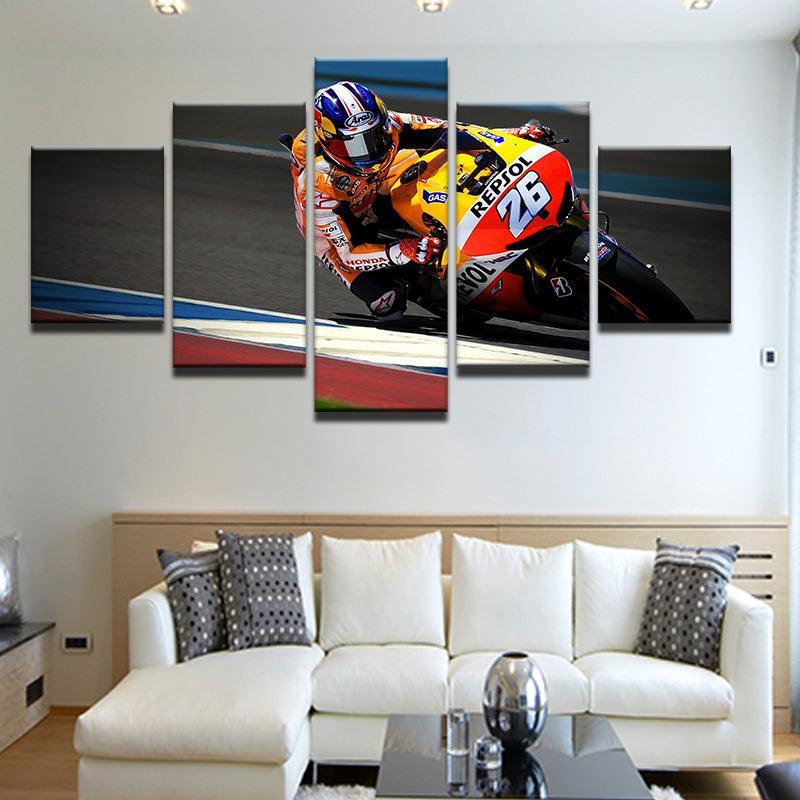Grand Prix Motorcycle Racing Dani Pedrosa 5 Panel Canvas Print Wall Art - GotItHere.com