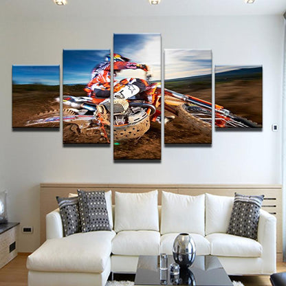Dirt Bike Motocross 5 Panel Canvas Print Wall Art - GotItHere.com