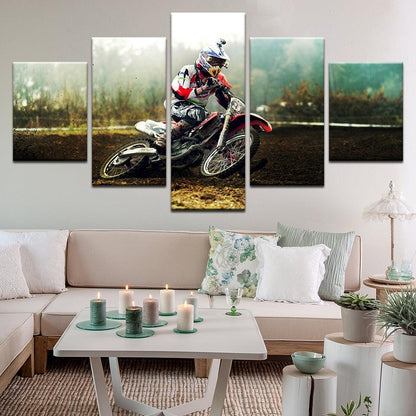 Dirt Bike Motocross 5 Panel Canvas Print Wall Art - GotItHere.com