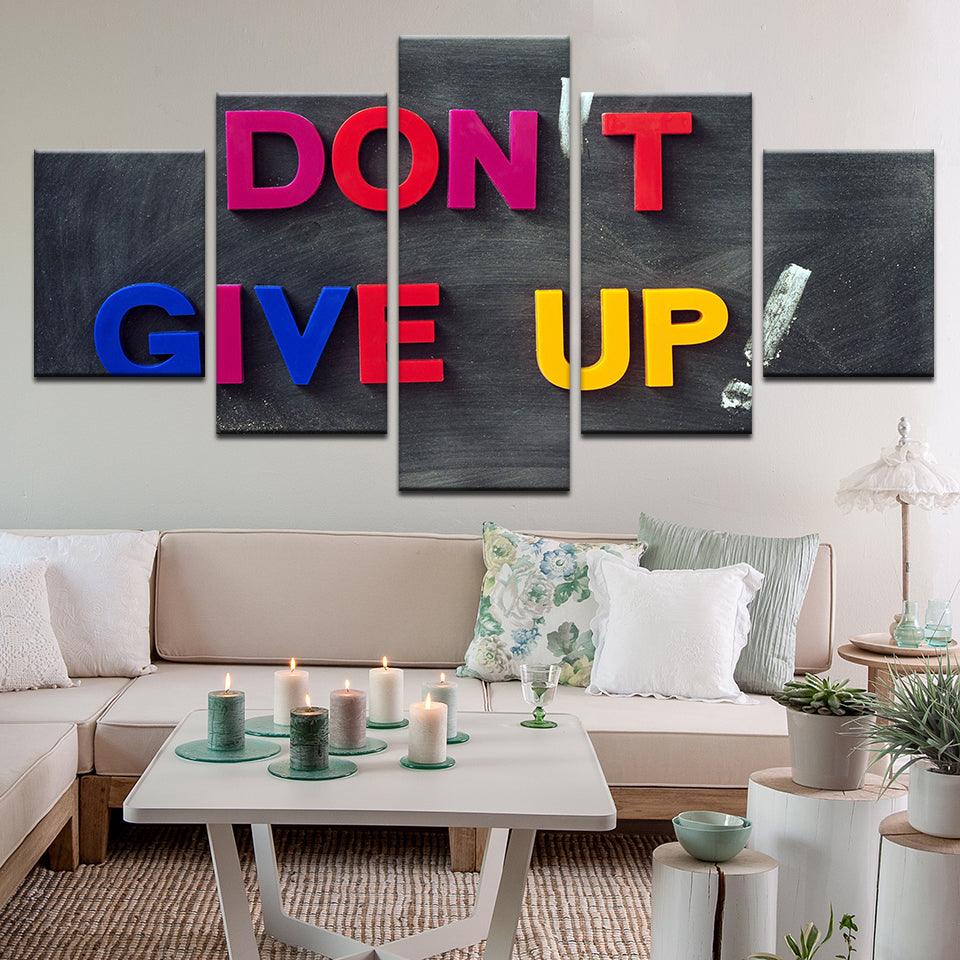 Don't Give Up Motivational Inspirational Quote 5 Panel Canvas Print Wall Art - GotItHere.com