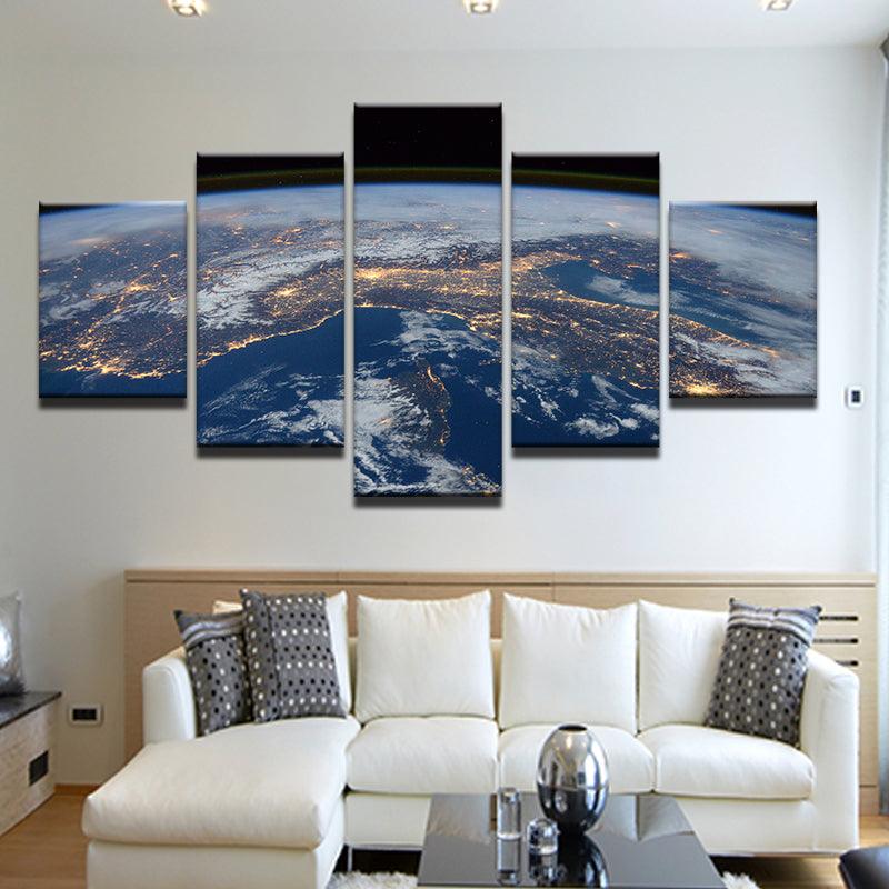 Earth From The International Space Station 5 Panel Canvas Print Wall Art - GotItHere.com