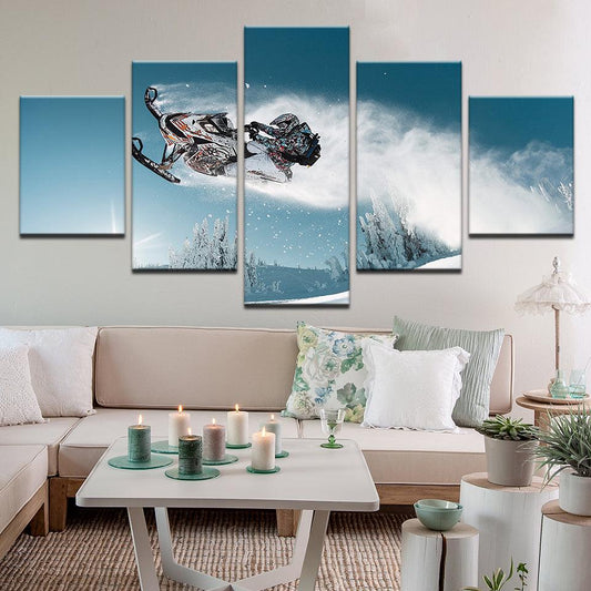 Snowmobile Skidoo Sled Winter 5 Panel Canvas Print Wall Art - GotItHere.com
