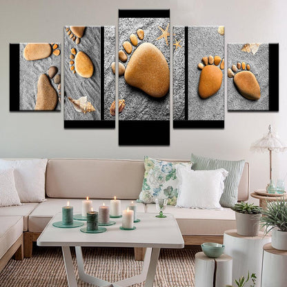 Footprint Stones 5 Panel Canvas Print Wall Art - GotItHere.com