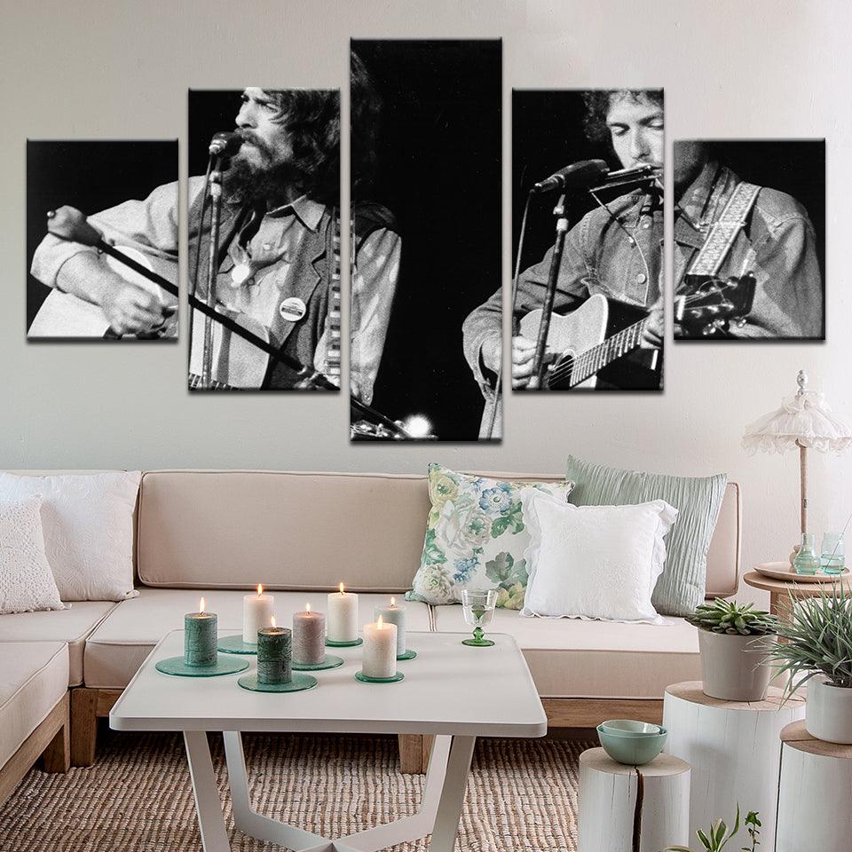 Bob Dylan George Harrison 5 Panel Canvas Print Wall Art - GotItHere.com