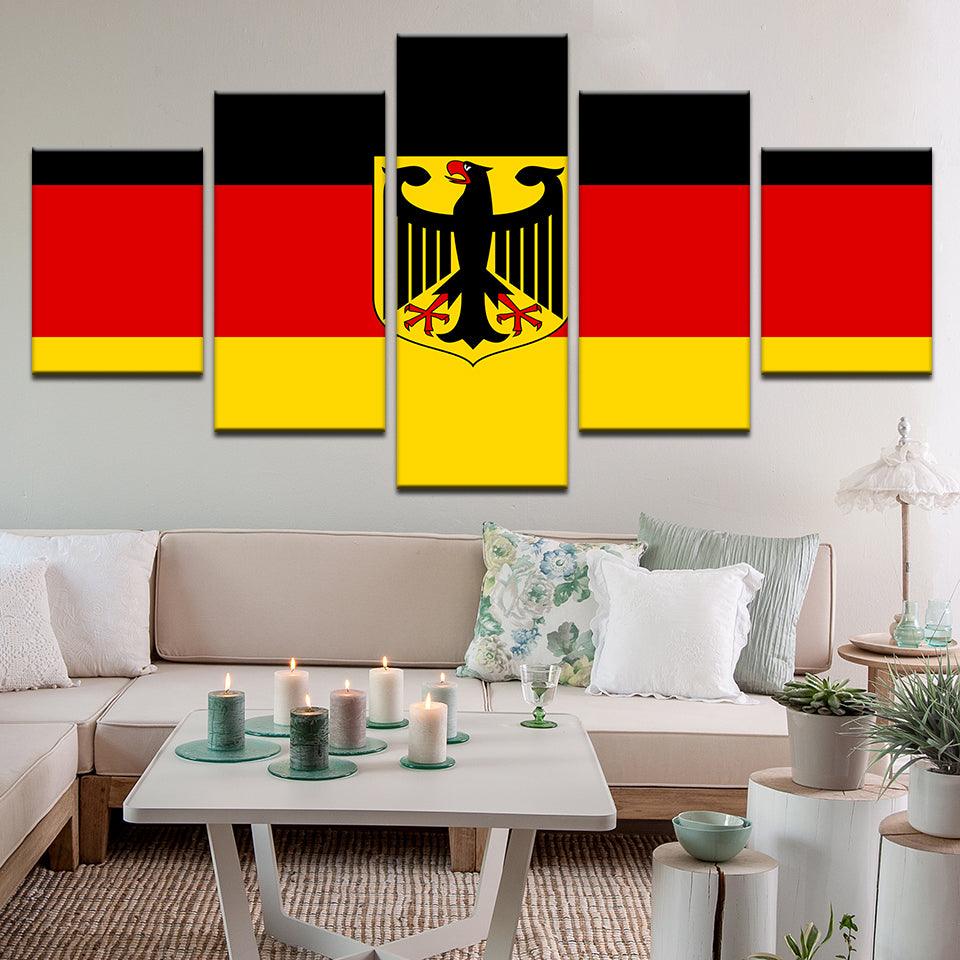 Germany German Deutschland Bunddesschild Flag 5 Panel Canvas Print Wall Art - GotItHere.com