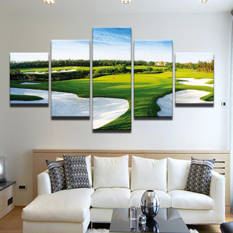 Golf Course Overhead 5 Panel Canvas Print Wall Art - GotItHere.com