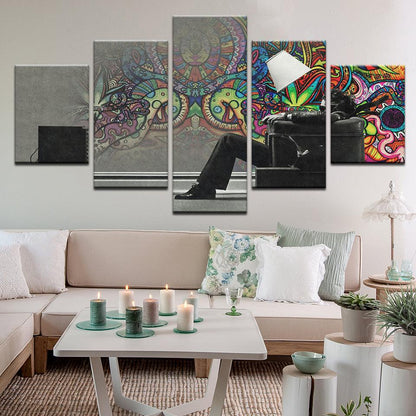 Blown Away Guy Graffiti Abstract 5 Panel Canvas Print Wall Art - GotItHere.com