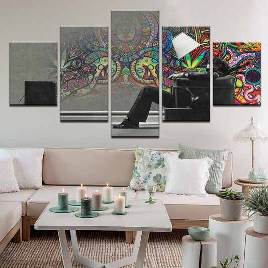 Blown Away Guy Graffiti Abstract 5 Panel Canvas Print Wall Art - GotItHere.com