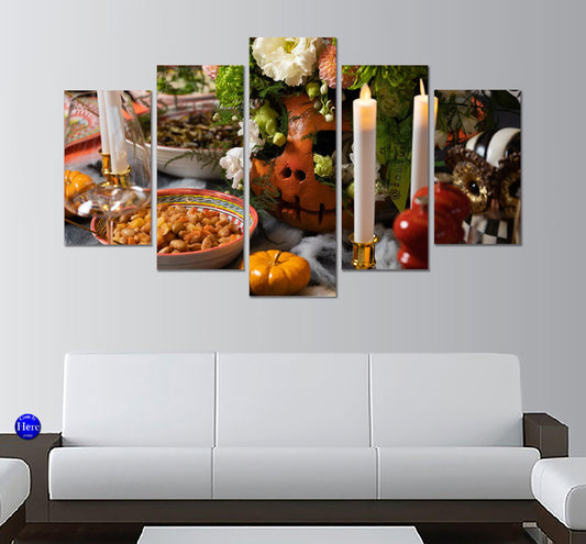 Halloween Feast Dinner 5 Panel Canvas Print Wall Art - GotItHere.com