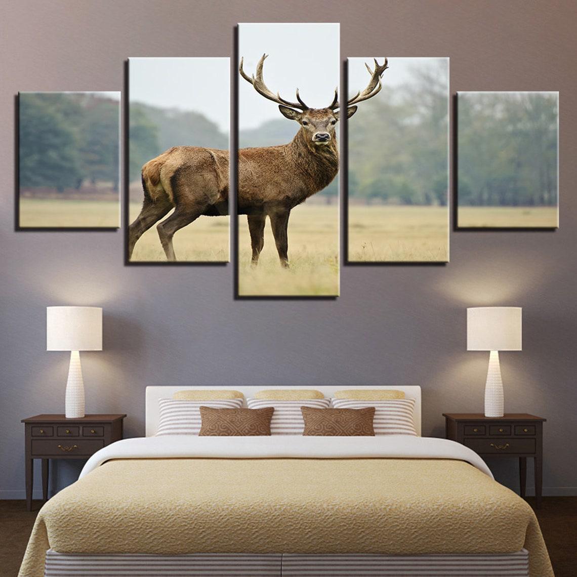 White Tailed Buck 5 Panel Canvas Print Wall Art Hunting Deer - GotItHere.com
