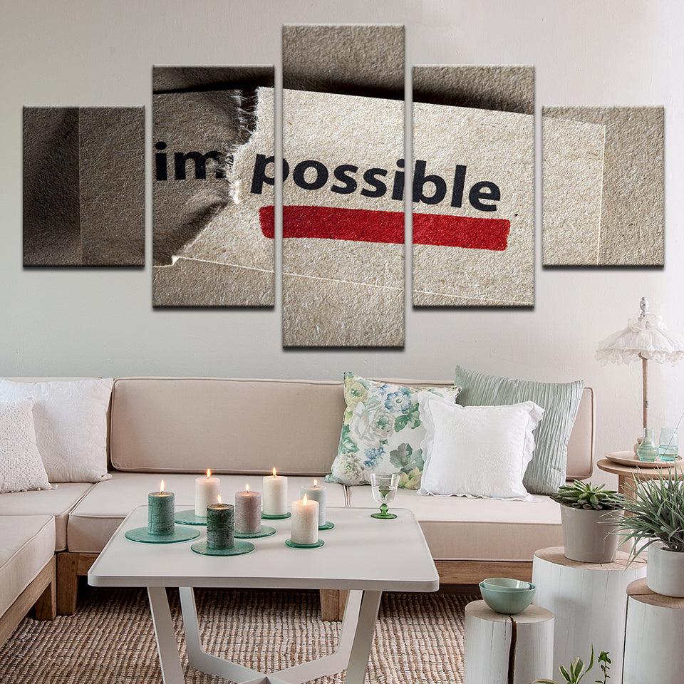 Im/possible Motivational Inspirational Quote 5 Panel Canvas Print Wall Art - GotItHere.com