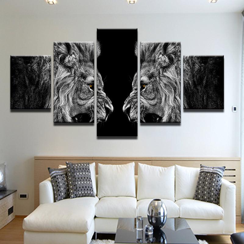 Lions 5 Panel Canvas Print Wall Art - GotItHere.com