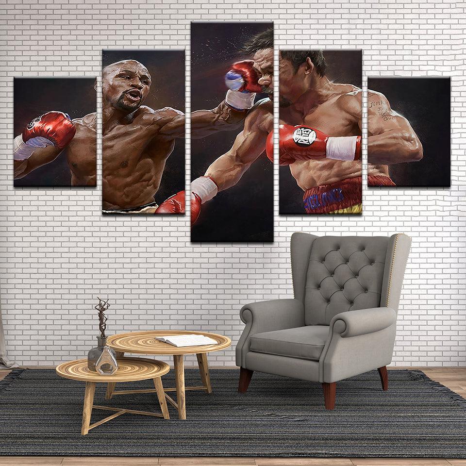 Mayweather Pacquiao Boxing 5 Panel Canvas Print Wall Art - GotItHere.com