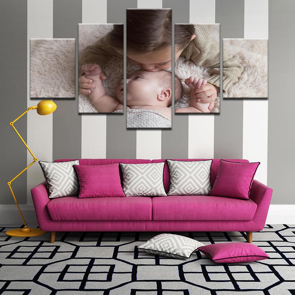 Mother And Child 5 Panel Canvas Print Wall Art - GotItHere.com