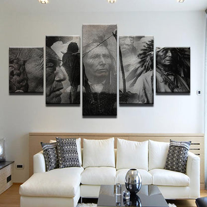Native American Elders Spirits Composite 5 Panel Canvas Print Wall Art - GotItHere.com