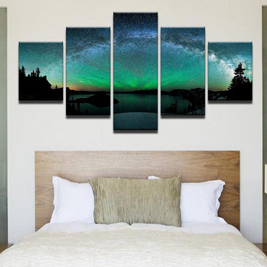 Northern Lights 5 Panel Canvas Print Wall Art - GotItHere.com