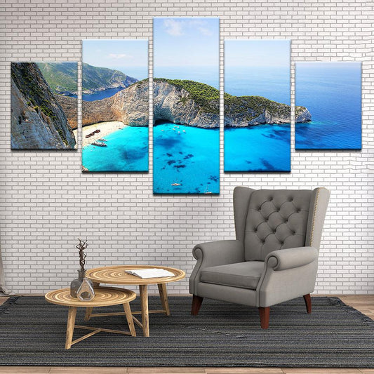 Navagio "Shipwreck" Beach Greece 5 Panel Canvas Print Wall Art - GotItHere.com