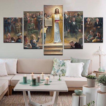 Pledge Of Allegiance One Nation Under God 5 Panel Canvas Print Wall Art - GotItHere.com