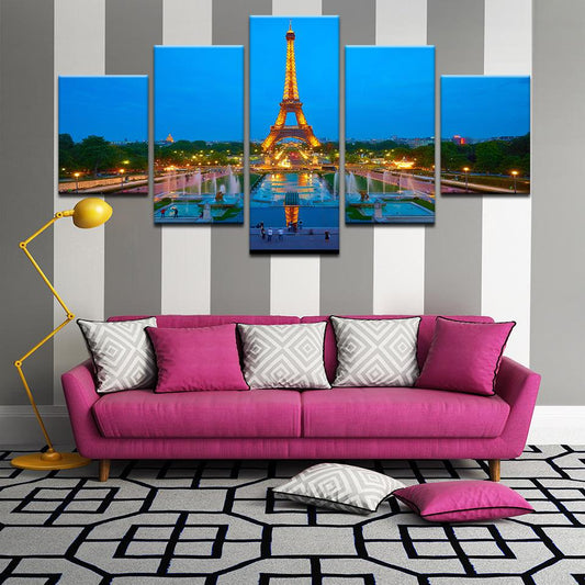 Eiffel Tower Paris France 5 Panel Canvas Print Wall Art - GotItHere.com