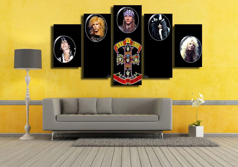 Guns N Roses 5 Panel Canvas Print Wall Art - GotItHere.com