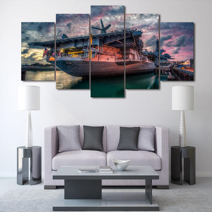 USS Midway Aircraft Carrier 5 Panel Canvas Print Wall Art - GotItHere.com