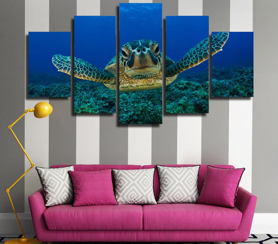 Hawksbill Sea Turtle 5 Panel Canvas Print Wall Art - GotItHere.com