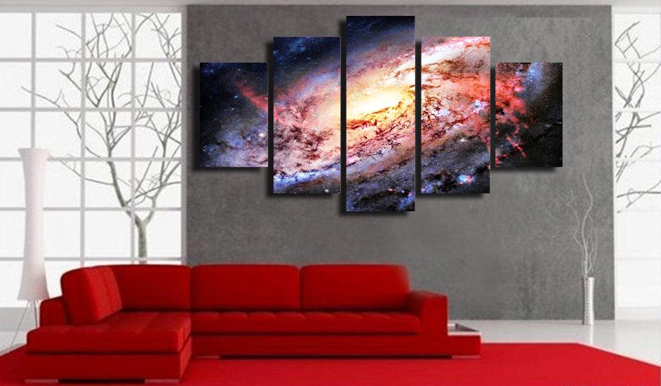 Galaxy Stars In Deep Space 5 Panel Canvas Print Wall Art - GotItHere.com