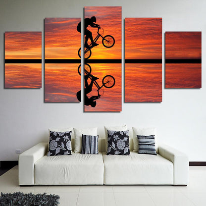 BMX At Sunset 5 Panel Canvas Print Wall Art - GotItHere.com