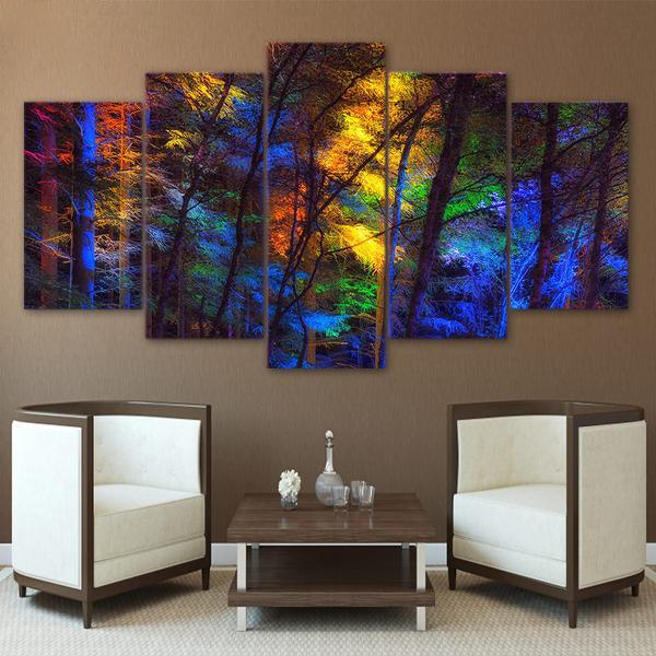 Rainbow Forest 5 Panel Canvas Print Wall Art - GotItHere.com