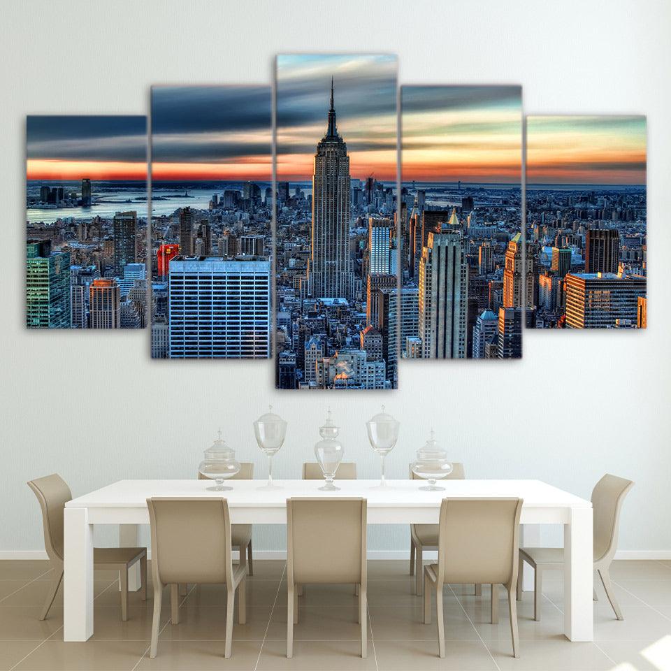 New York Skyline 5 Panel Canvas Print Wall Art - GotItHere.com