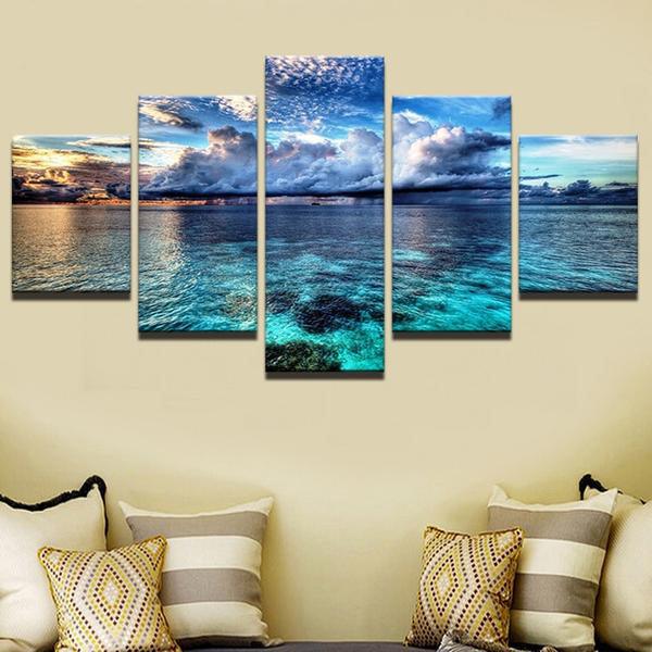 Shallow Tropical Sea 5 Panel Canvas Print Wall Art - GotItHere.com