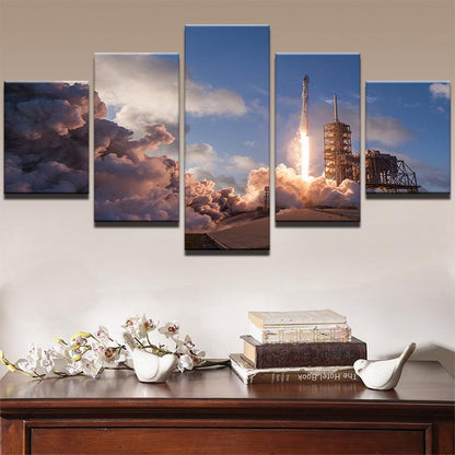 NASA Rocket Launch 5 Panel Canvas Print Wall Art - GotItHere.com