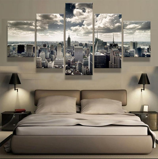 New York Skyline 5 Panel Canvas Print Wall Art - GotItHere.com