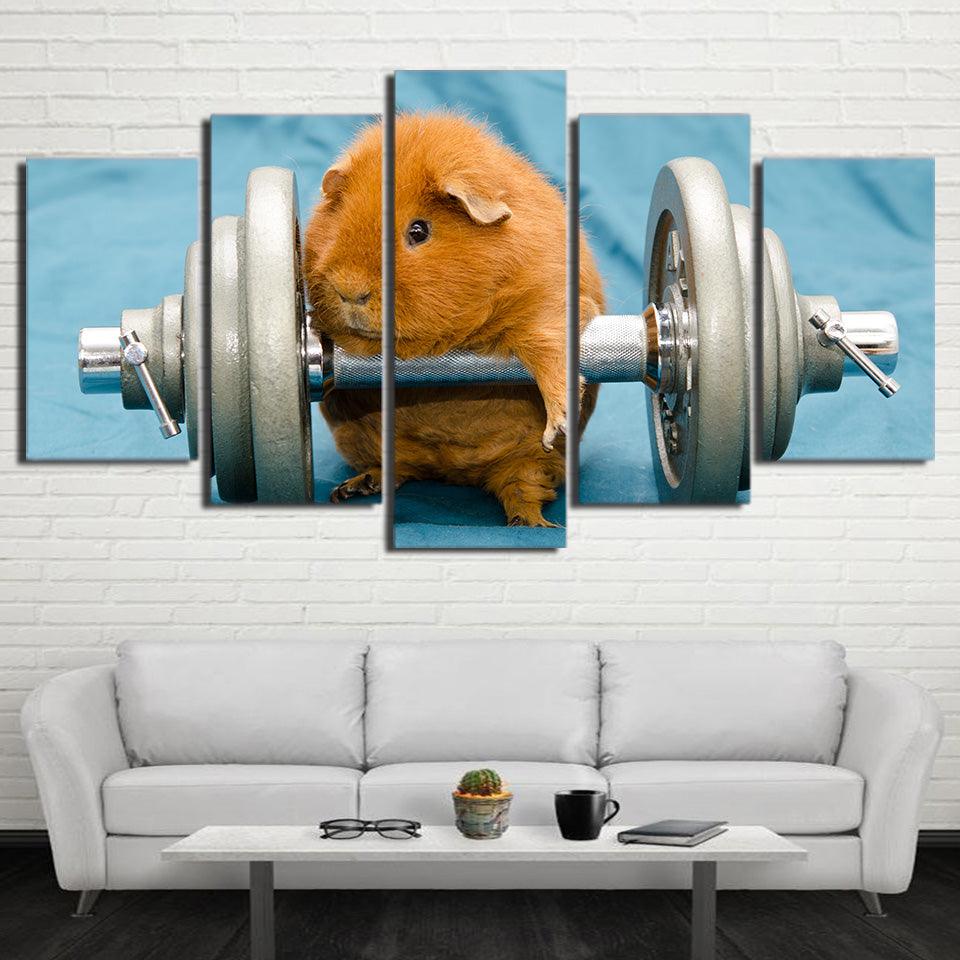 Guinea Pig At The Gym 5 Panel Canvas Print Wall Art - GotItHere.com