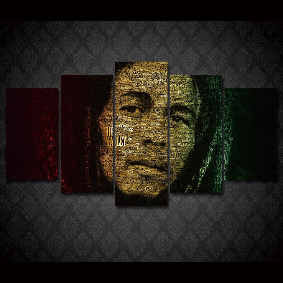 Bob Marley 5 Panel Canvas Print Wall Art - GotItHere.com