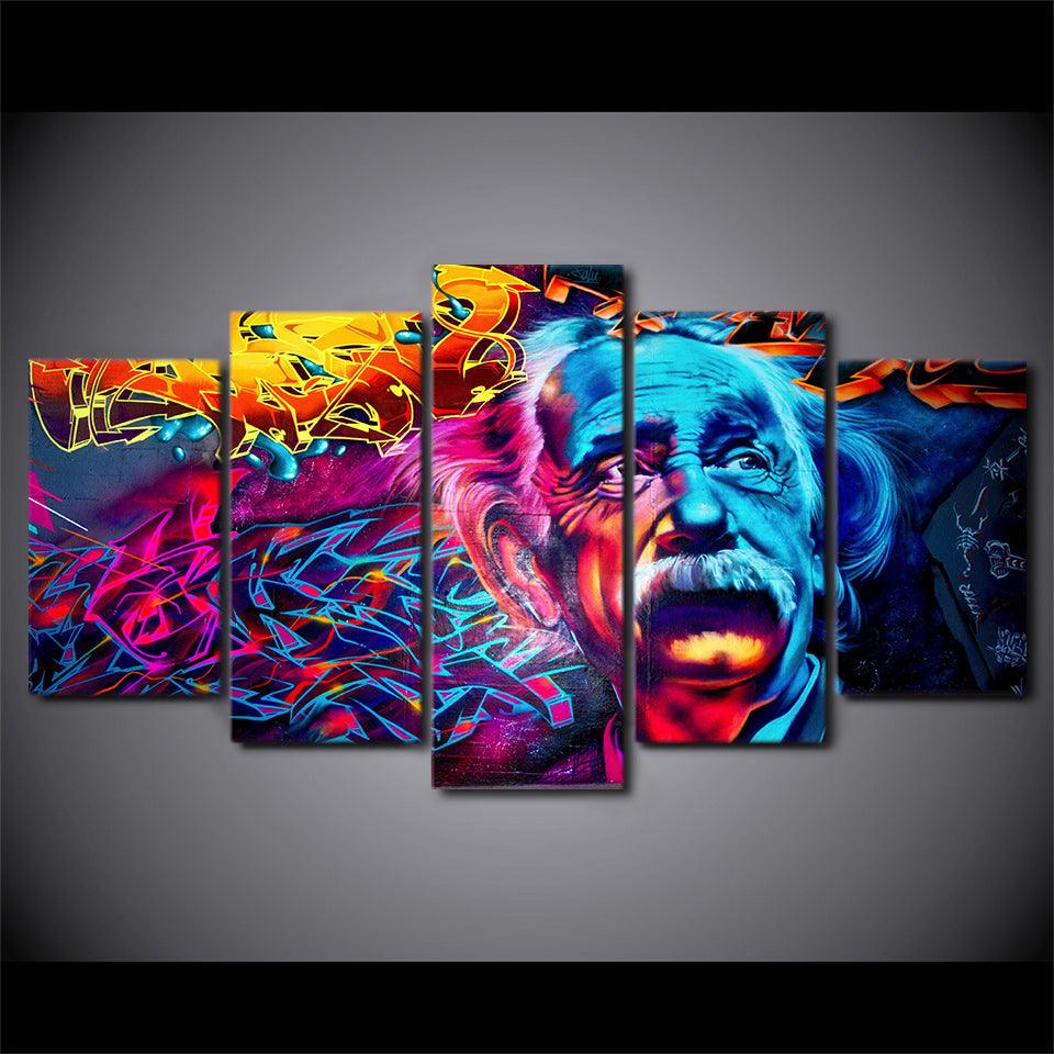 Albert Einstein Abstract Genius 5 Panel Canvas Print Wall Art - GotItHere.com