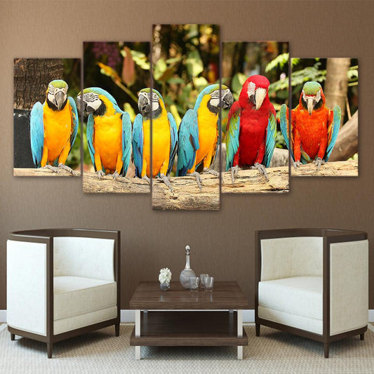 Macaws Parrots 5 Panel Canvas Print Wall Art - GotItHere.com