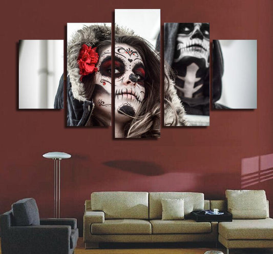 Day Of The Dead 5 Panel Canvas Print Wall Art Dia De Los Muertos - GotItHere.com