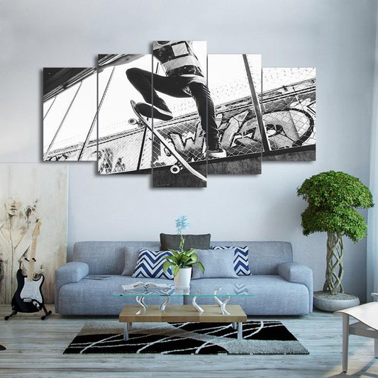 Skateboarding 5 Panel Canvas Print Wall Art - GotItHere.com