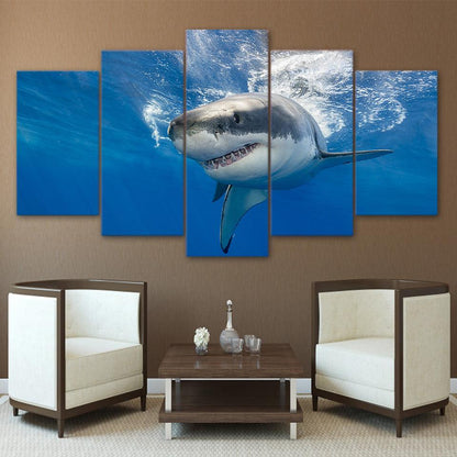 Great White Shark 5 Panel Canvas Print Wall Art - GotItHere.com