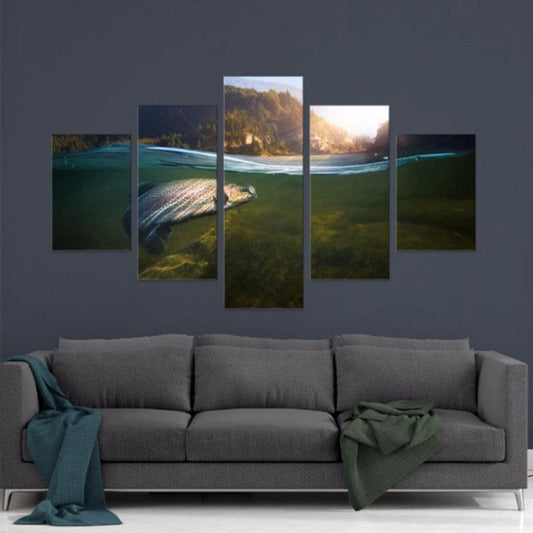 Rainbow Trout Fishing 5 Panel Canvas Print Wall Art - GotItHere.com